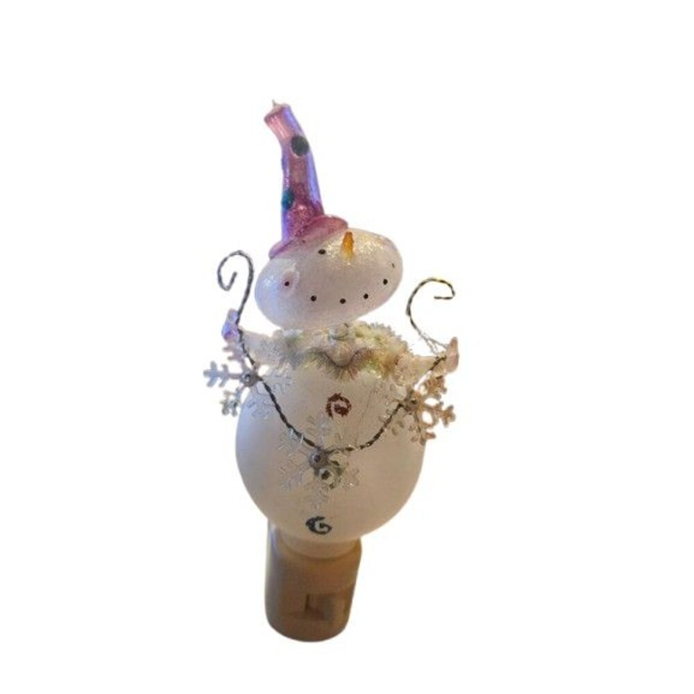 B2 Seasons Of Cannon Falls Holiday Snowman Night Light, Purple/White